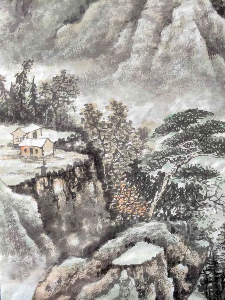 Landscape Paintings In China Fishing Alone on the Cold River